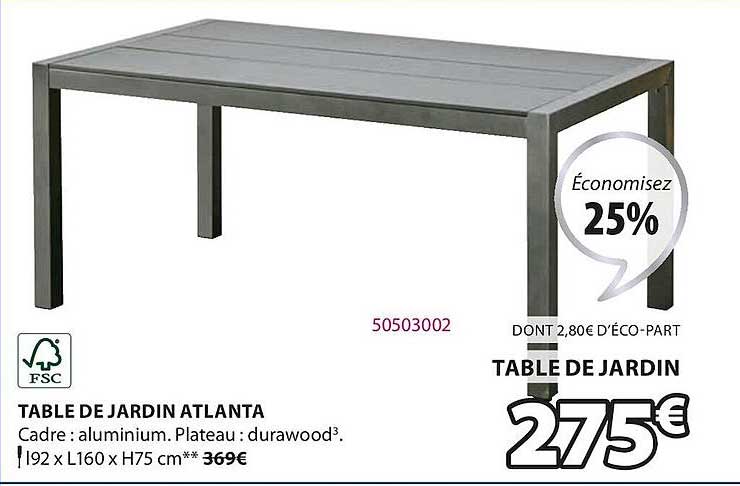 table de jardin atlanta