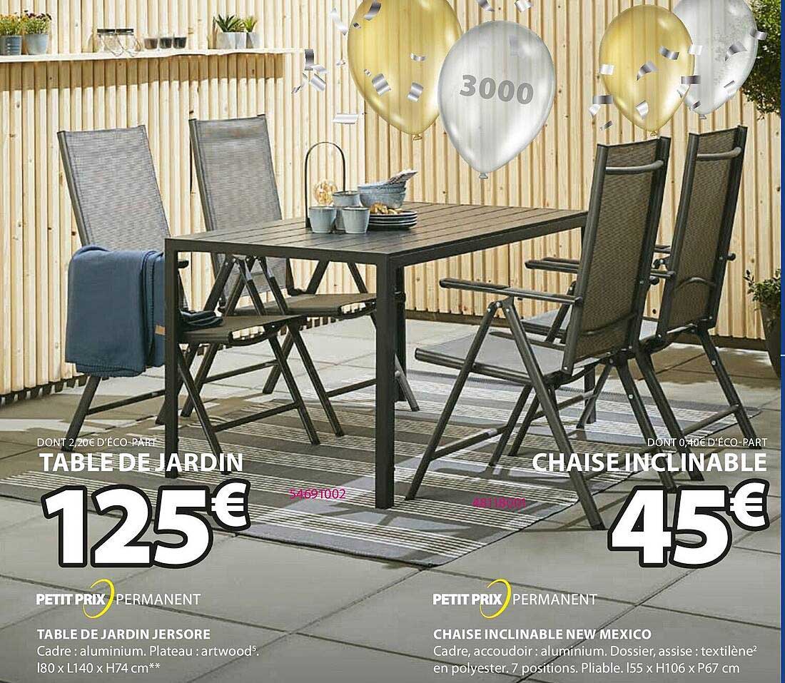 table de jardin jersore chaise inclinable new mexico