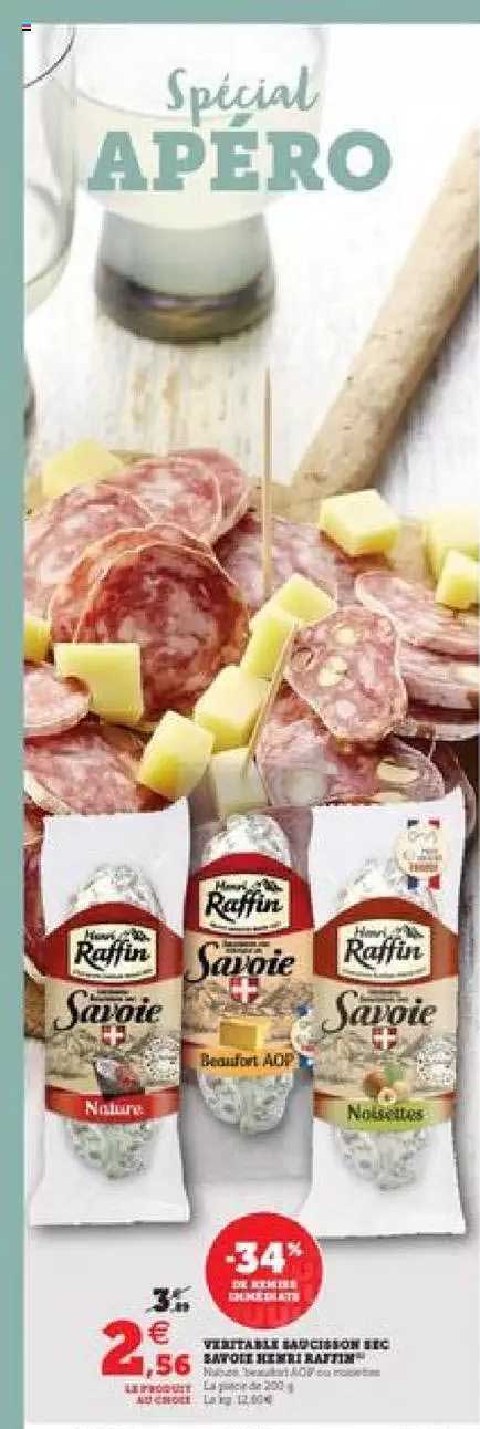 véritables saucisson sec savoie henri raffin -34% de remise immédiate