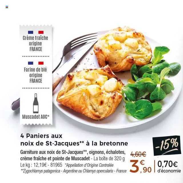 4 paniers aux noix de st-jacques à la bretonne