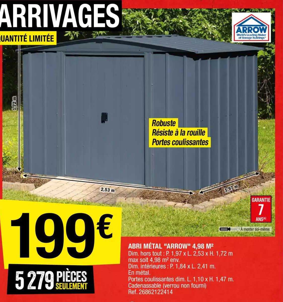 abri métal "arrow" 4.98 m²