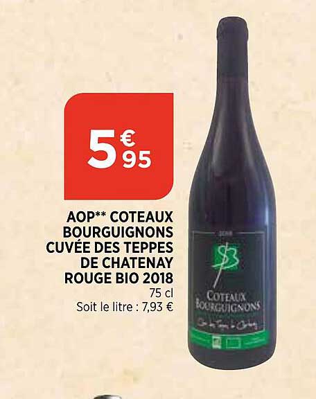 aop coteaux bourguignons cuvée des teppes de chetenay rouge bio 2018