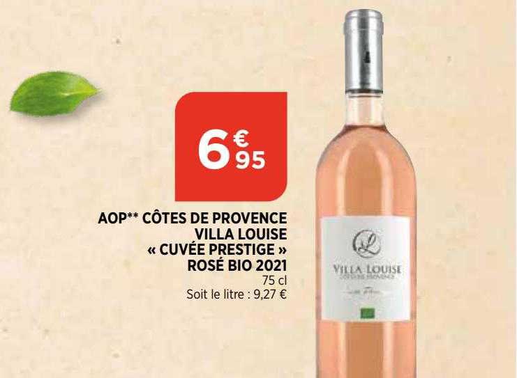 aop côtes de provence villa louise «cuvée prestige» rosé bio 2021