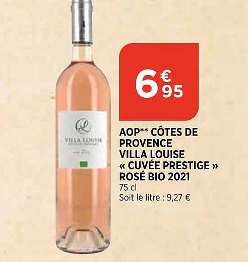 aop côtes de provence villa louise «cuvée prestige» rosé bio 2021