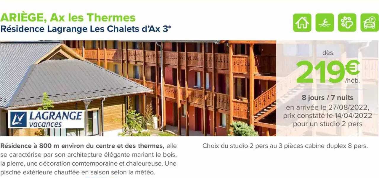 ariège, ax les thermes : résidence lagrange les chalets d'ax 3*