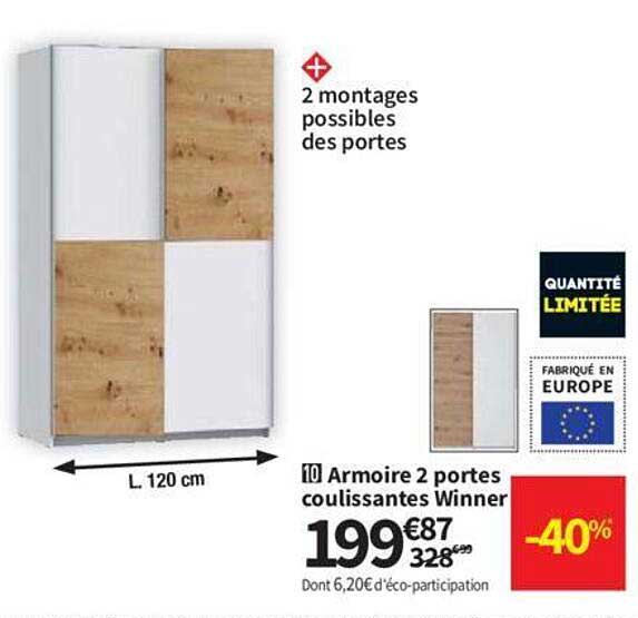 Armoire 2 Portes Coulissantes Winner