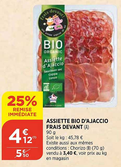 assiette bio d'ajaccio frais devant