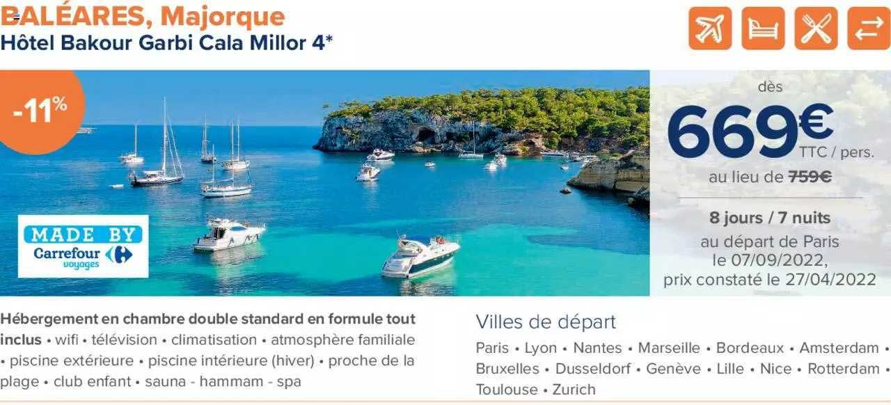 baléares, majorque : hôtel bakour garbi cala millor 4*