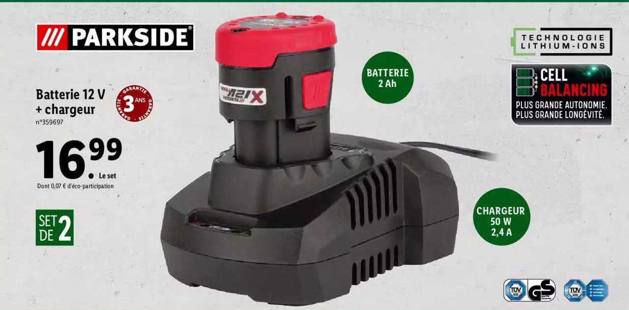 Batterie 12 V + Chargeur Parkside