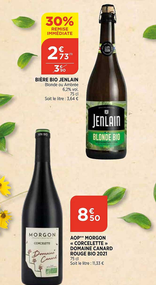 Bière Bio Jenlain Blonde Ou Ambrée Aop Morgon «corcelette» Domaine Canard Rouge Bio 2021