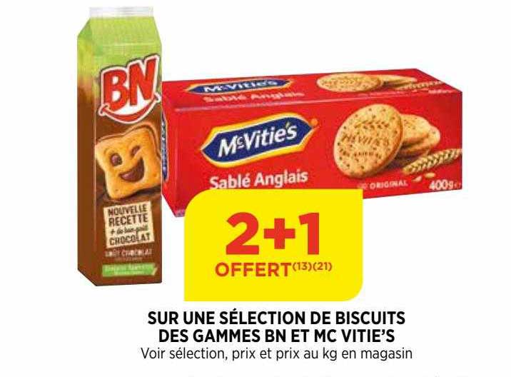 biscuits des gammes bn et mc vitie's