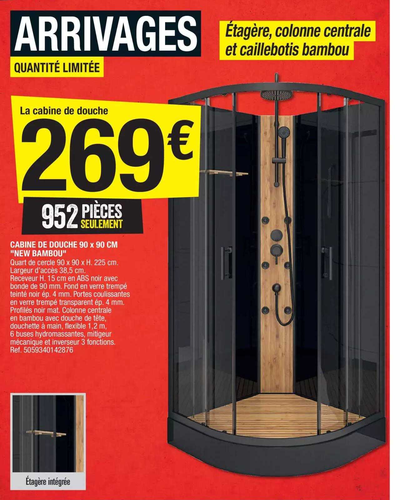 cabine de douche 90 x 90 cm "new bambou"