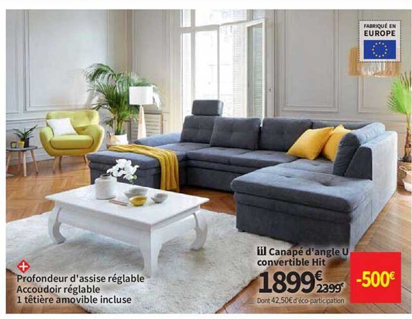 canapé d'angle u convertible hit