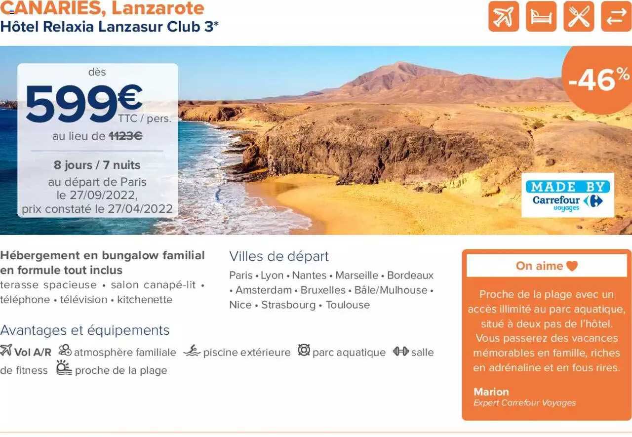 canaries, lanzarote : hôtel relaxia lanzasur club 3*