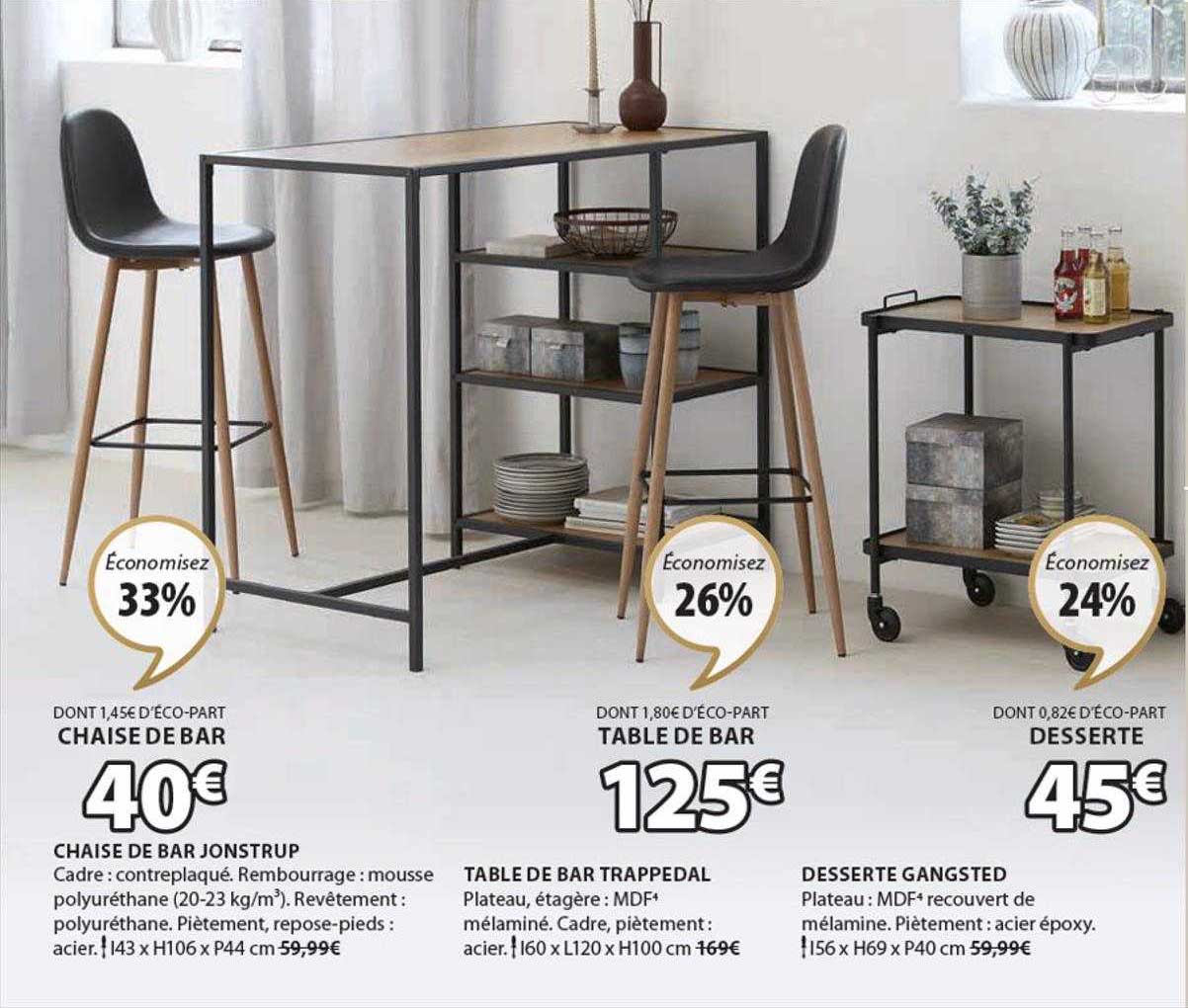 Chaise De Bar Jonstrup, Table De Bar Trappedal, Desserte Gangsted