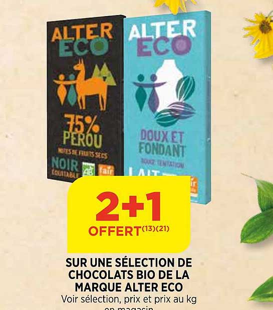 chocolats bio de la marque alter eco