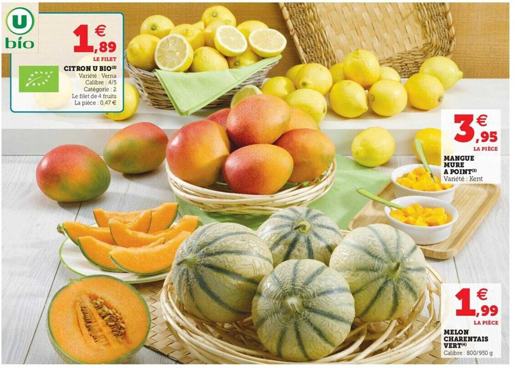 citron u bio mangue mure a point melon charentais vert