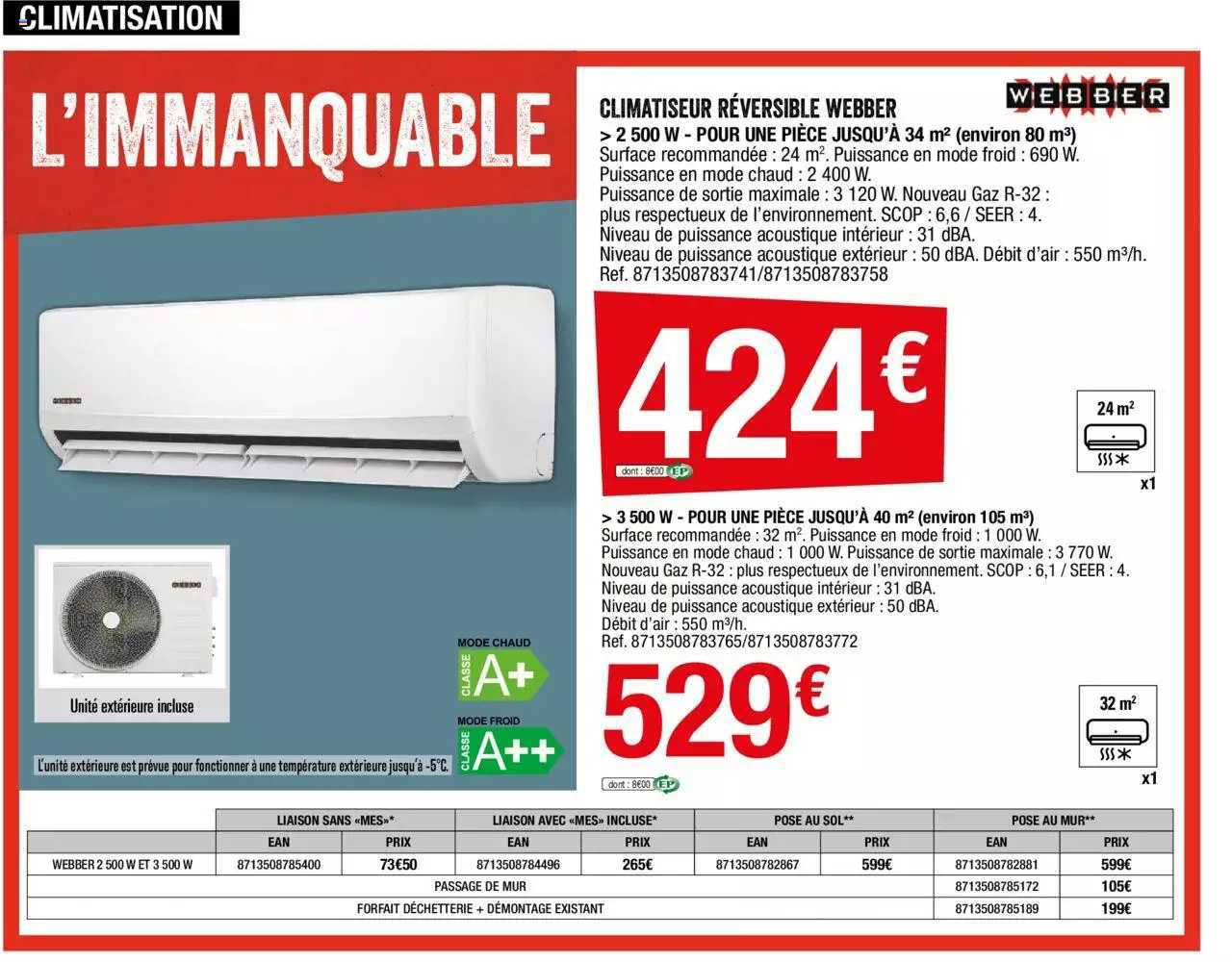 climatiseur réversible webber