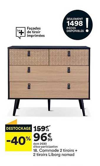 commode 2 tiroirs + 2 tiroirs liborg nomad