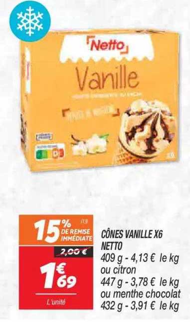 Cônes Vanille X6 Netto