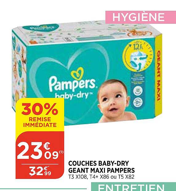 couches baby-dry géant maxi pampers