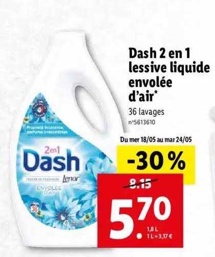 dash 2 en 1 lessive liquide envolée d'air