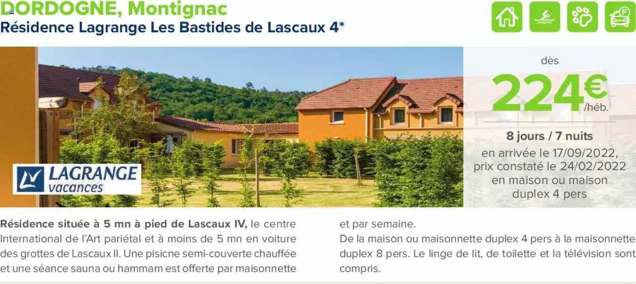 dordogne, montignac : résidence lagrange les bastides de lascaux 4*
