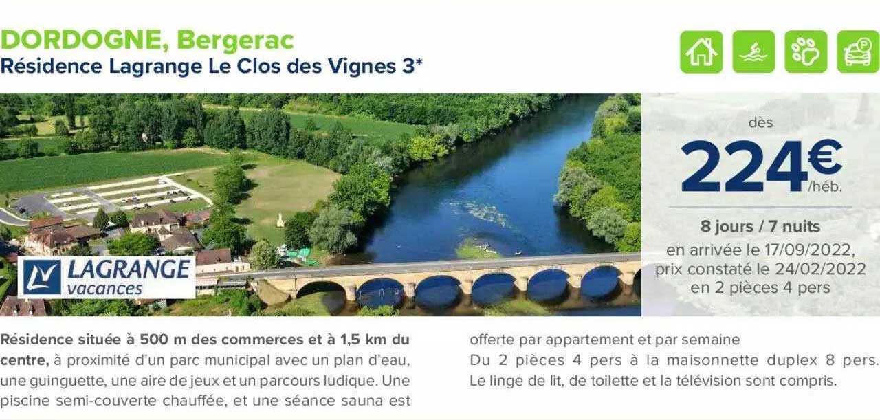 dorgogne, bergerac : résidence lagrange le clos des vignes 3*