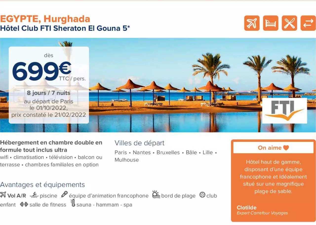 egypte, hurghada : hôtel club fti sheraton el gouna 5*