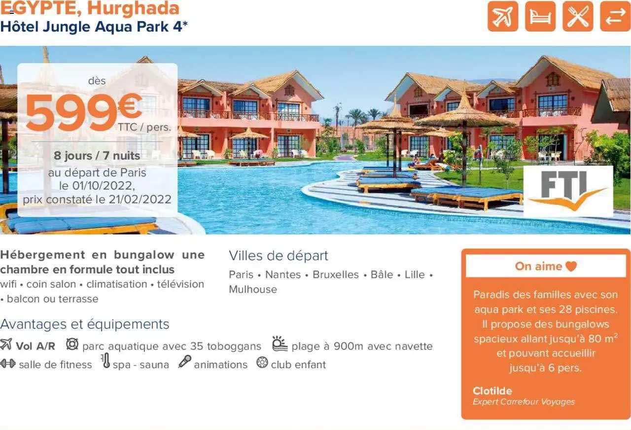 egypte, hurghada : hôtel jungle aqua park 4*