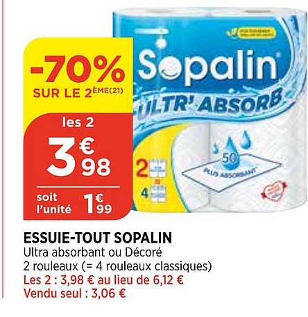 essuie-tout sopalin -70% sur le 2ème