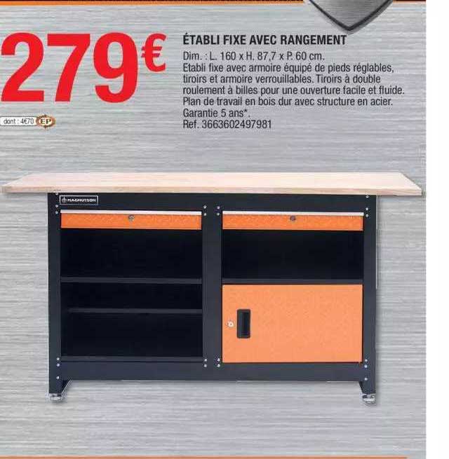 établi Fixe Avec Rangement