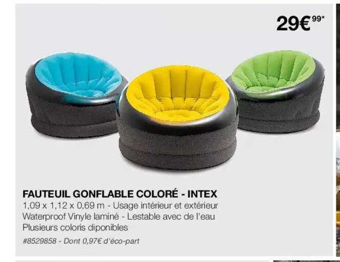 fauteuil gonflable coloré - intex