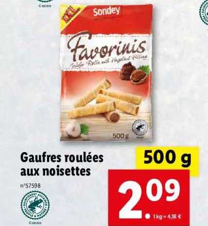 Gaufres Roulées Aux Noisettes Sondey