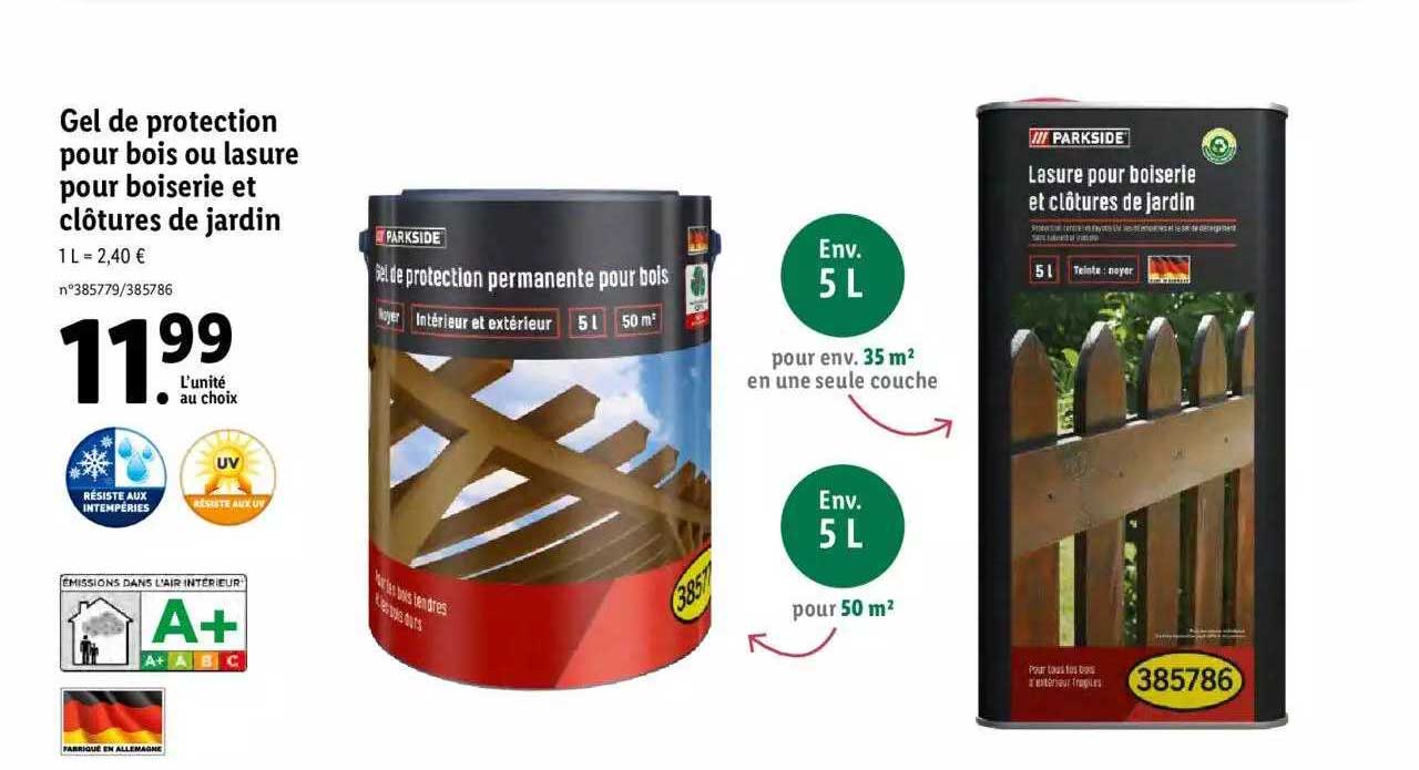 gel de protection pour bois ou lasure pour boiserie et clôtures de jardin parkside