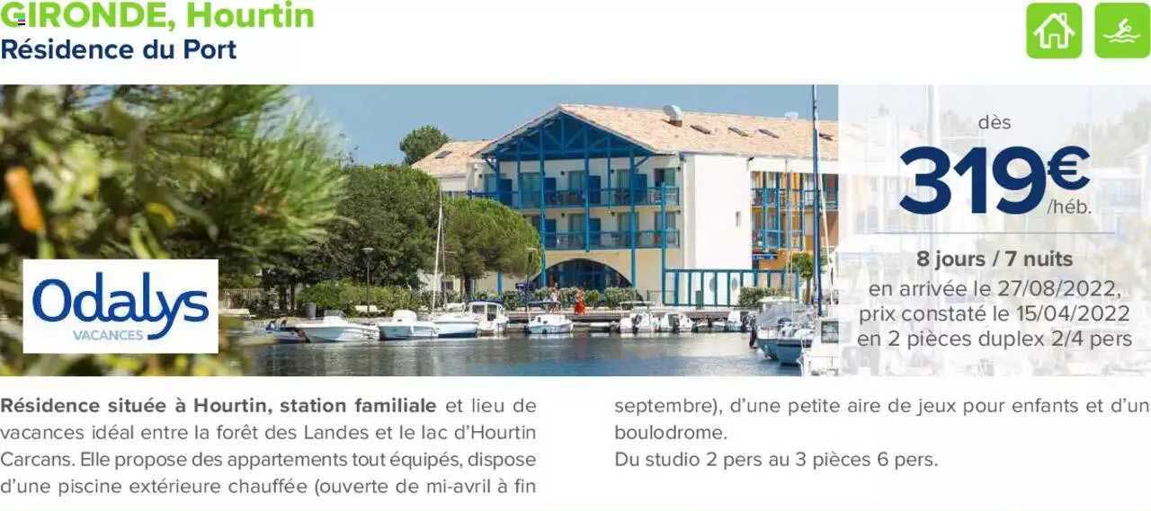 gironde, hourtin : résidence du port