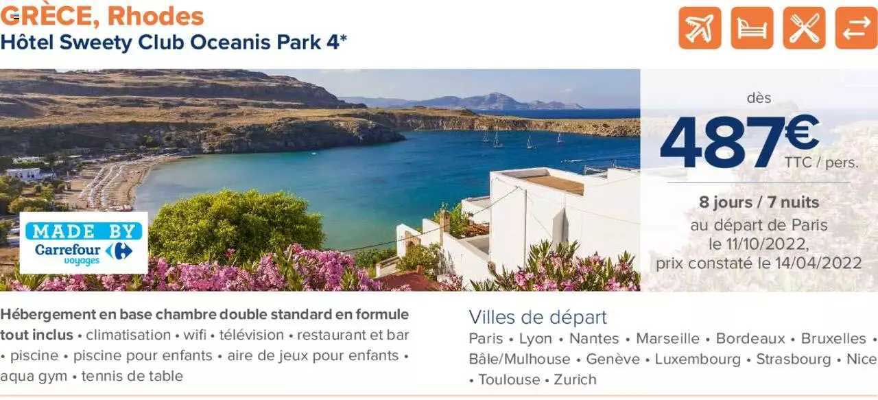 grèce, rhodes : hôtel sweety club oceanis park 4*