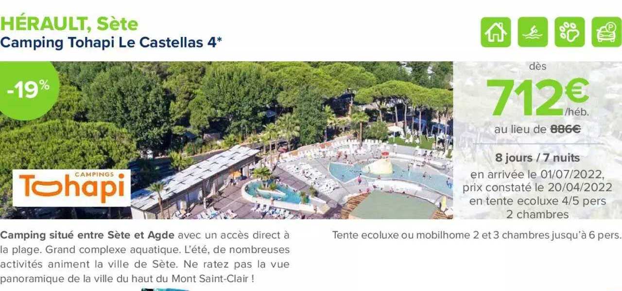 hérault, sète : camping tohapi le castellas 4*