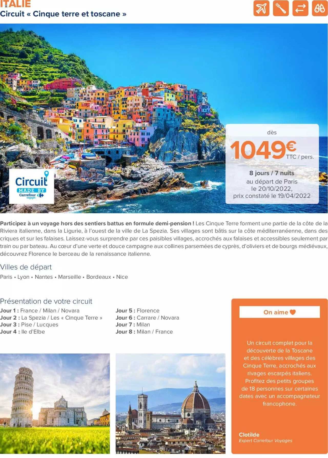 italie : circuit "cinque terre et toscane"