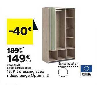 kit dressing avec rideau beige optimal 2