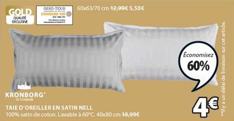 kronborg taie d'oreiller en satin nell