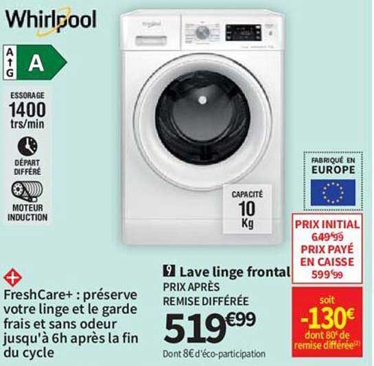 lave linge frontal whirlpool