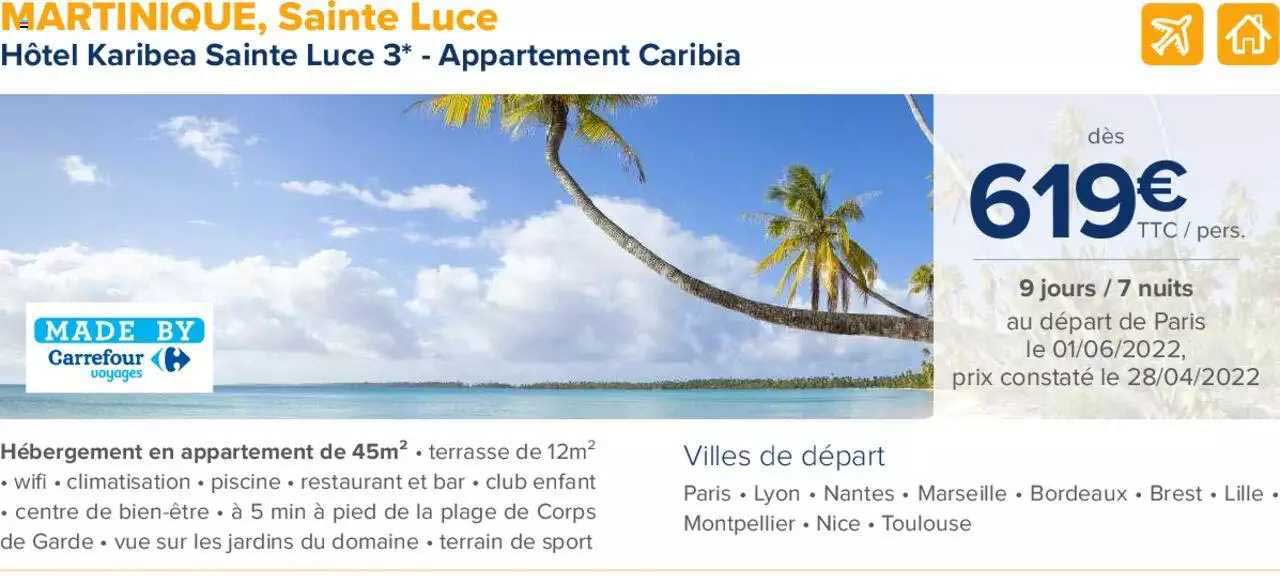 martinique, sainte luce : hôtel karibea sainte luce 3* appartement caribia
