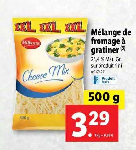 mélange de fromage à gratiner milbona