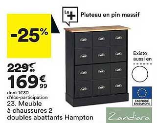 meuble à chaussures 2 double abattants hampton zandiara