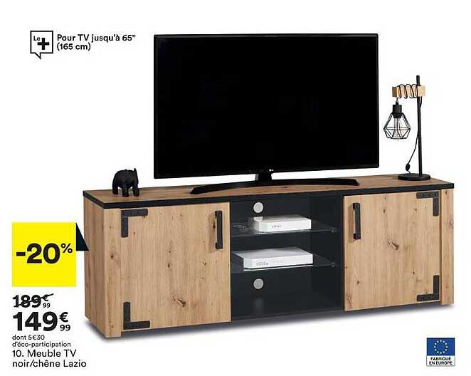 meuble tv noir-chêne lazio