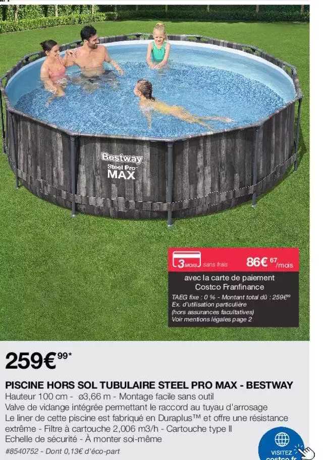 piscine hors sol tubulaire steel pro max - bestway