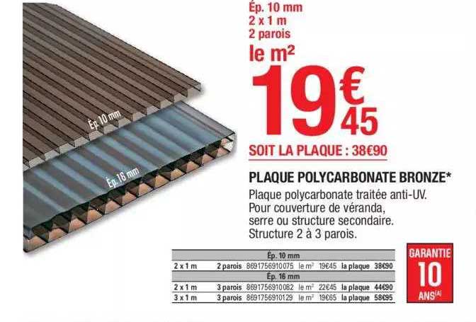 Plaque Polycarbonate Bronze