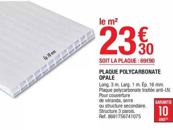 Plaque Polycarbonate Opale