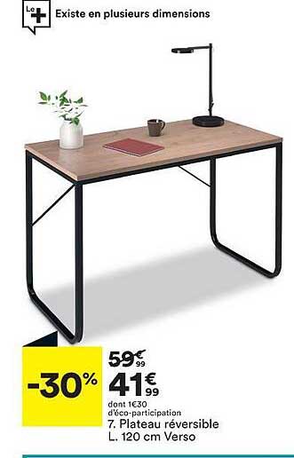 plateau réversible l. 120 cm verso